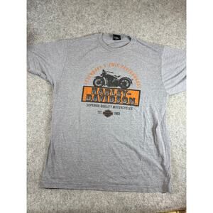 Harley Davidson Shirt Mens Gray Graphic Legendary V Twin Performance Moto Large